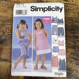 Simplicity Girls Dress Capris Top Vintage 2003 Uncut Pattern Sz .5 1 2 3 4 #5575
